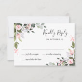 MAALTIJDKEUZE Elegante Eucalyptus Roze Rozen Bruil RSVP Kaartje (Voorkant)
