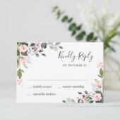 MAALTIJDKEUZE Elegante Eucalyptus Roze Rozen Bruil RSVP Kaartje (Staand voorkant)