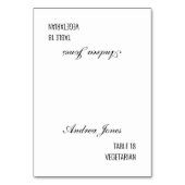 Maaltijdkeuze Gastnaam Black Script Place Card Kaart (Voorkant)