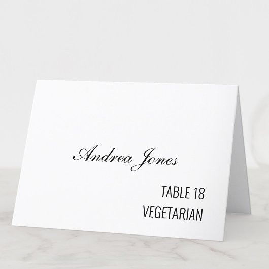 Maaltijdkeuze Gastnaam Black Script Place Card Kaart