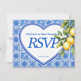 💙🍋Maaltijdkeuze + QR Azul & Limone Romance RSVP Kaartje