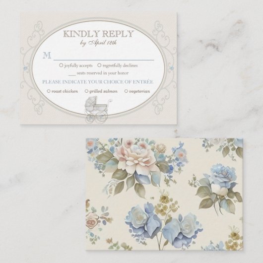 Maaltijdkeuze RSVP  Carriage Ivory Informatiekaartje (Voorkant / Achterkant)