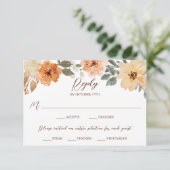 Maaltijdkeuze Rustieke Waterverf Herfstbloemen RSVP Kaartje (Staand voorkant)