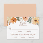 Maaltijdkeuze Rustieke Waterverf Herfstbloemen RSVP Kaartje (Voorkant / Achterkant)