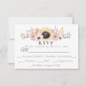 Maaltijdkeuze Zonnebloemen Bruiloft RSVP Reactie K Kaartje (Voorkant)