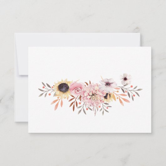 Maaltijdkeuze Zonnebloemen Bruiloft RSVP Reactie K Kaartje (Achterkant)