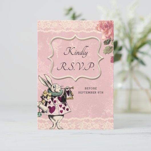 maaltijdopties Alice in Wonderland Wedding RSVP Ka (Staand voorkant)