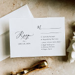 maaltijdopties Elegant script Moderne bruiloft RSVP Kaartje<br><div class="desc">Deze aanpasbare RSVP-kaart is ontworpen om te coördineren met ons moderne collectie voor calligrafische bruiloft. Deze kaart biedt een modern lettertype voor calligrafieken dat is gekoppeld aan een klastig lettertype voor serif en sans in zwart formaat en is perfect voor elk seizoen. Overeenkomende objecten beschikbaar.</div>