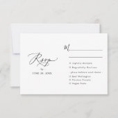 maaltijdopties Elegant script Moderne bruiloft RSVP Kaartje (Voorkant)
