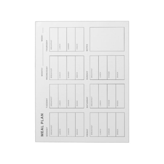 Maaltijdplan Wekelijkse Planner Notitieblok (Linkerzijde)