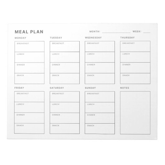 Maaltijdplan Wekelijkse Planner Notitieblok (Voorkant)