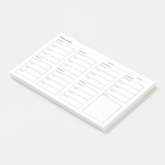 Maaltijdplan Wekelijkse Planner Post-it® Notes (Schuin)
