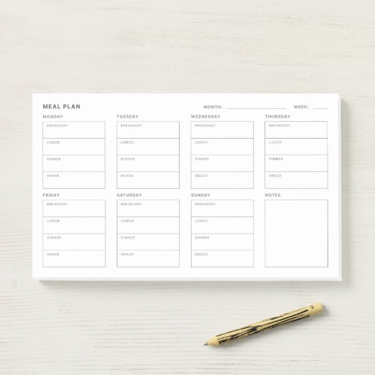 Maaltijdplan Wekelijkse Planner Post-it® Notes (Op bureau)