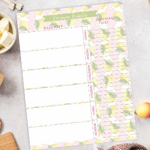 Maaltijdplanner & boodschappenlijst Pink Lemon Sli Notitieblok