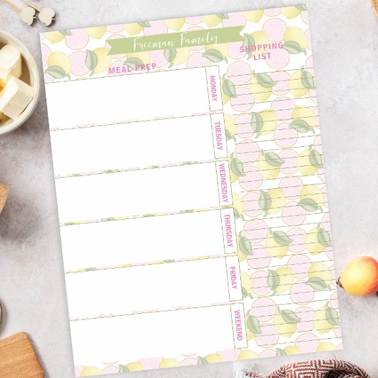 Maaltijdplanner & boodschappenlijst Pink Lemon Sli Notitieblok