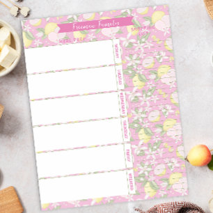 Maaltijdplanner & boodschappenlijst Pink Lemonade  Notitieblok