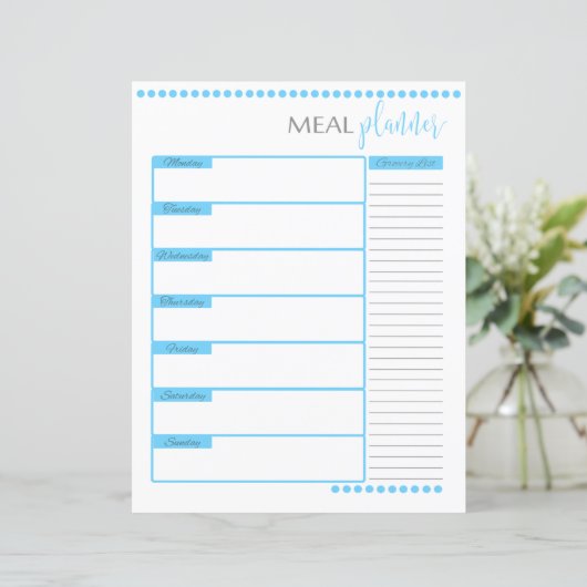 Maaltijdplanner Gelinieerd Briefpapier | Babyblauw (Staand voorkant)