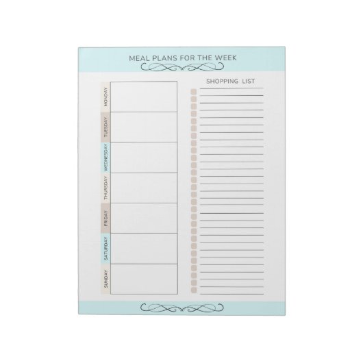 Maaltijdplanner Wekelijks Lichte Kleuren Notitieblok (Linkerzijde)