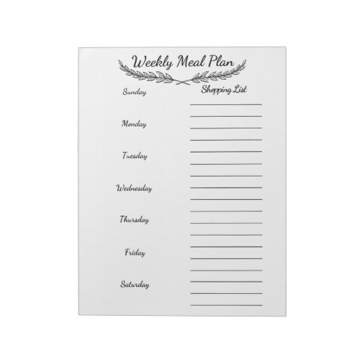 maaltijdplanning notitieblok (Linkerzijde)