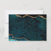 Maaltijdselectie Blauwgroen Gold Agate Wedding RSVP Kaartje (Achterkant)