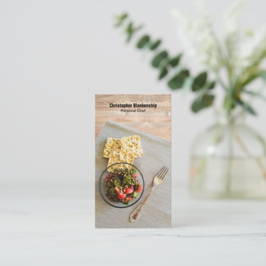 maaltijdtabel Persoonlijke Chef Aangepaste foto Bu Visitekaartje (Staand voorkant)