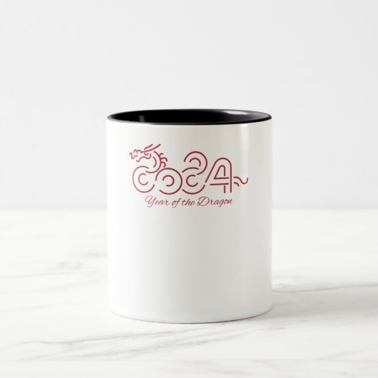 Maan: 2024 Jaar van de Draak Tweekleurige Koffiemok (Center)