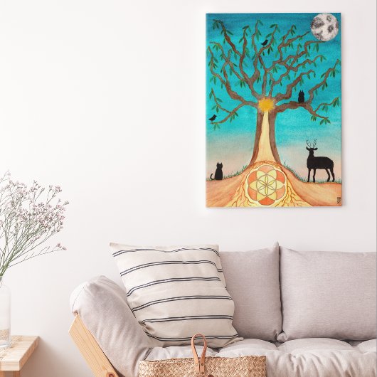 Maan Aquarel Boom Des Levens Kunst Poster