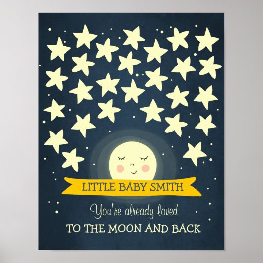 Maan Baby shower gast boek Sterren Naar de maan Poster (Voorkant)