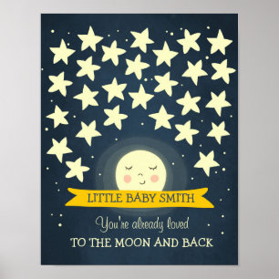 Maan Baby shower gastboek Sterren Naar de maan Poster