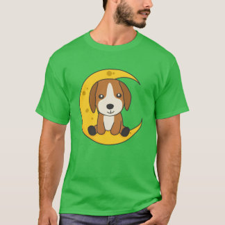 Maan Beagle Schattige Dieren Voor Bij Nacht vriend T-shirt