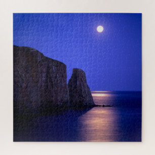 Maan bij schemering Perce Rock Gaspe Coast Quebe Legpuzzel