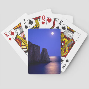 Maan bij schemering Perce Rock Gaspe Coast Quebe Pokerkaarten