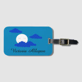 Maan bij vroege schemering: blauw bagagelabel (Voorkant (horizontaal))