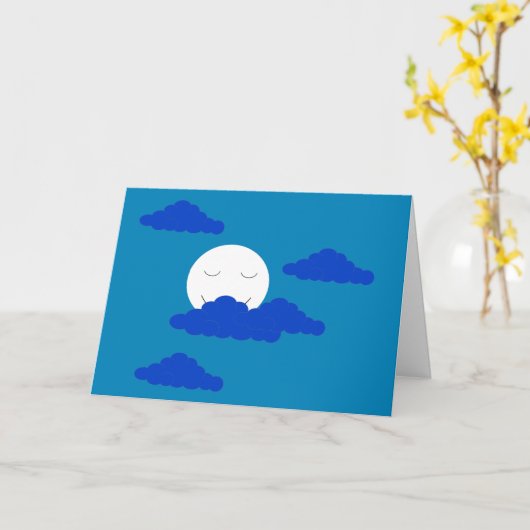 Maan bij vroege schemering: Blauw Blank Kaart (Gele Bloem)
