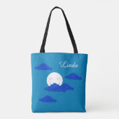 Maan bij vroege schemering: Blauw Tote Bag (Achterkant)