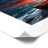 Maan bij zonsondergang poster (Hoek)