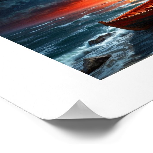 Maan bij zonsondergang poster (Hoek)