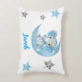 Maan, blauwe olifant meisje Aangepaste naam Kussen (Voorkant(Verticaal))