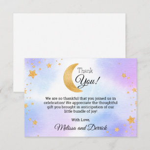 Maan Blauwe Roze Baby Shower Bedankkaart