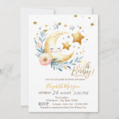 Maan Bloem Sterren Baby Shower Kaart (Voorkant)