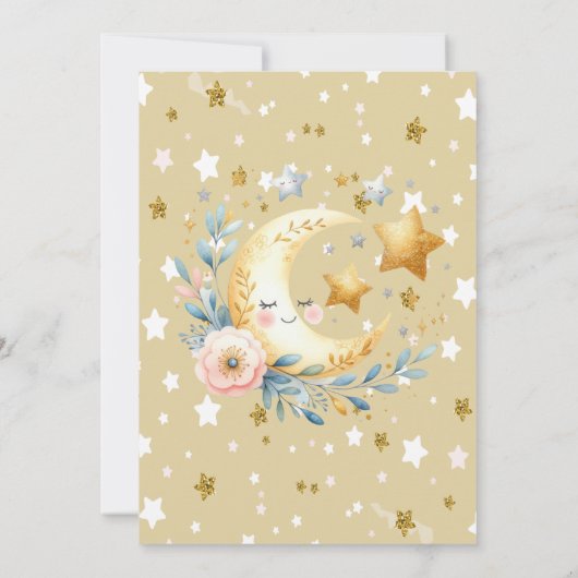 Maan Bloem Sterren Baby Shower Kaart (Achterkant)