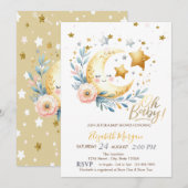 Maan Bloem Sterren Baby Shower Kaart (Voorkant / Achterkant)