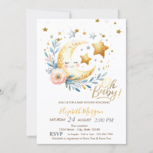 Maan Bloem Sterren Baby Shower Kaart