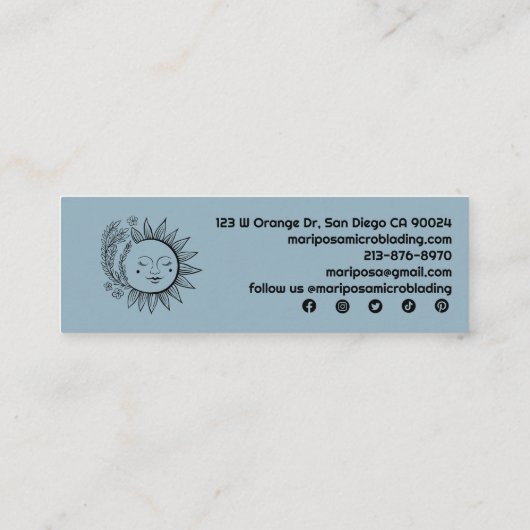 Maan Bloemen Elegante Esthetische Salon Sociale Ic Mini Visitekaartje (Achterkant)