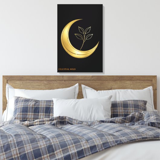 Maan Botanische Sereniteit Fijne Kunst Canvas Afdruk (Insitu (Slaapkamer))