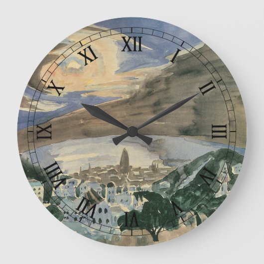 Maan boven Barcelona van Walter Gramatte Grote Klok (Voorkant)