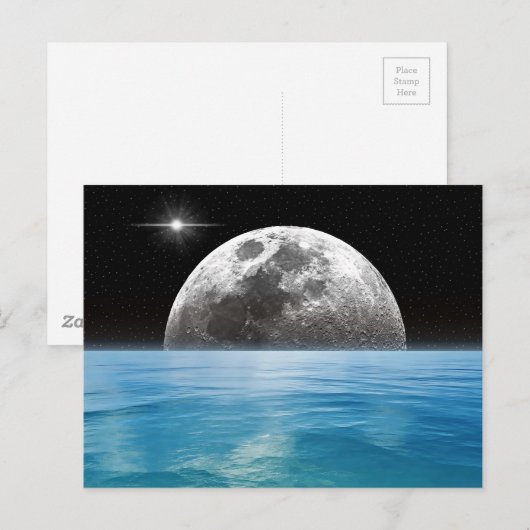 Maan boven de oceaan briefkaart (Voorkant / Achterkant)