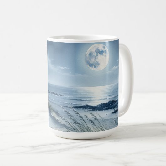 Maan boven kalme zee koffiemok (Voorkant rechts)