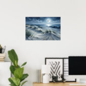 Maan boven kalme zee poster (Thuiskantoor)