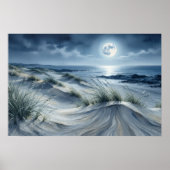 Maan boven kalme zee poster (Voorkant)